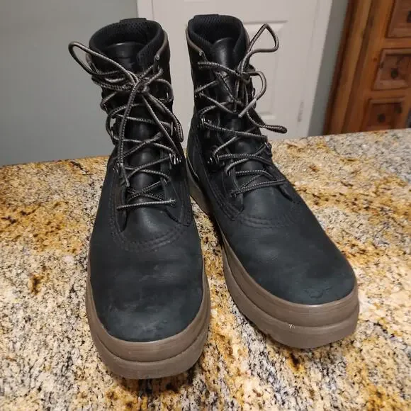 Sorel Caribou Street Waterproof Boots Black Brown Leather Lace Up Men's Sz 12